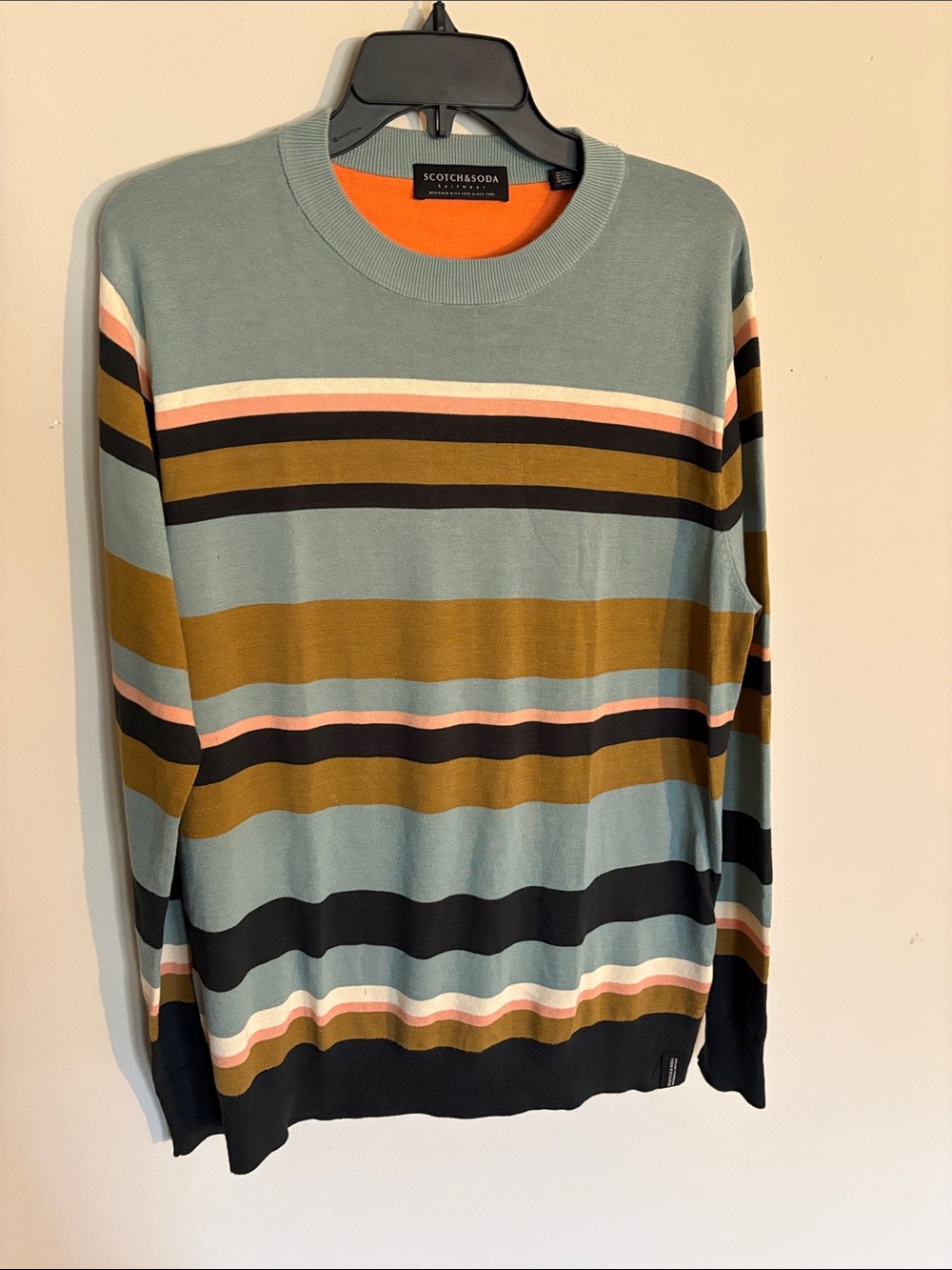 Scotch & Soda Striped Crewneck Sweater - Blue, Olive, Black, Pink, Cream